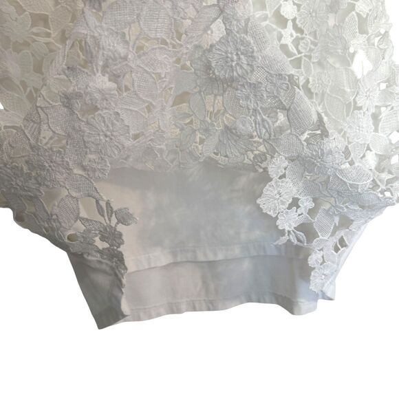 NWOT Ann Taylor Women's Size SMALL Floral Lace Layer Tee Color White 100% Cotton - Picture 6 of 6